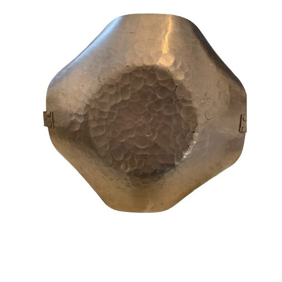 Vintage Hammered Aluminum Metal Handled Basket Daisy Embossed Hand Forged - Picture 8 of 10